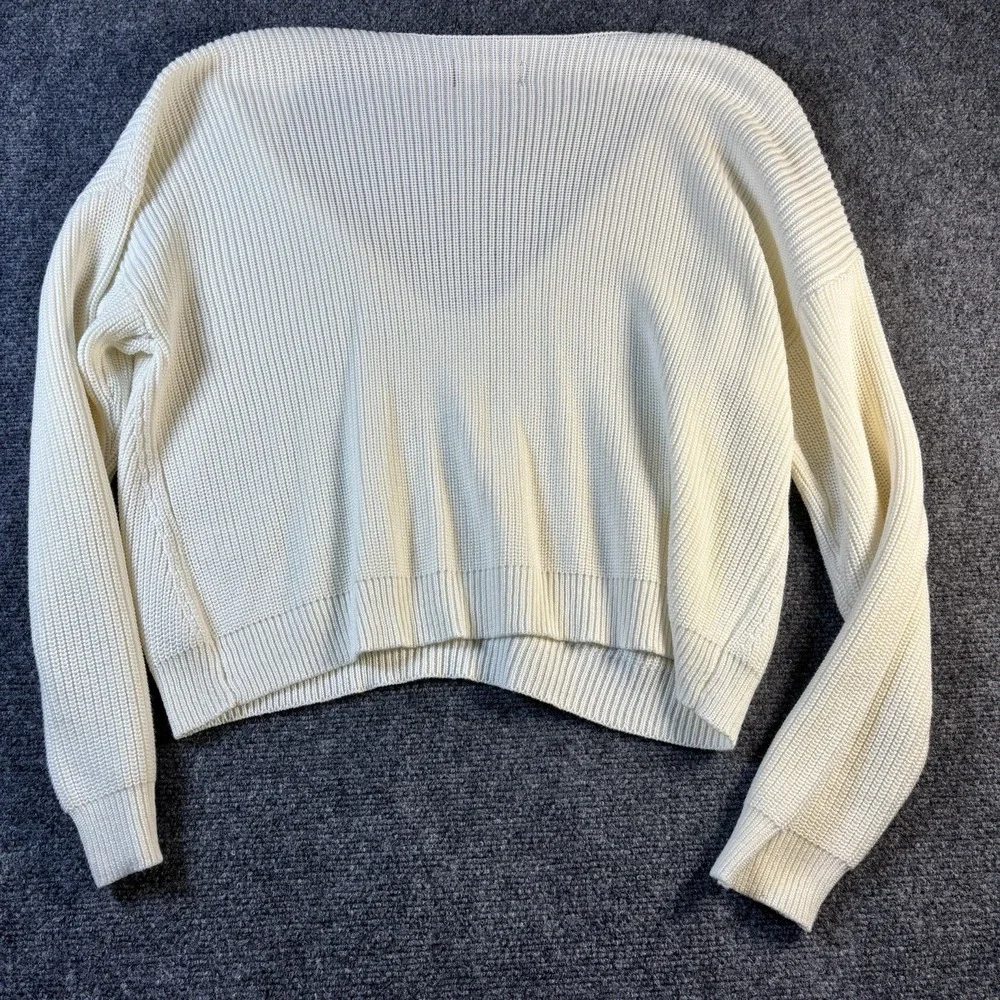 Lulus Sweater Women's Large White‎ V-neck Long Sleeve Knit Sweater - Picture 5 of 6